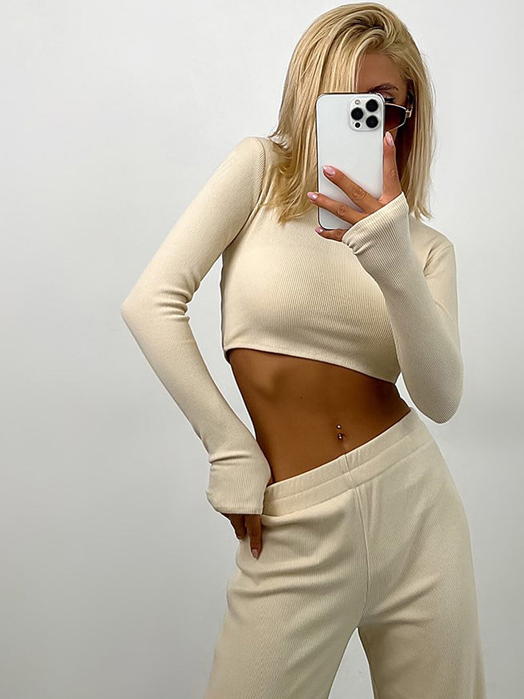 

LULU & SKY Round Neck Co-Ords, Beige