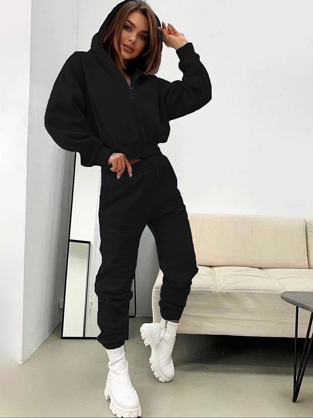 

LULU & SKY Hooded Sweatshirt & Joggers Co-Ords, Black