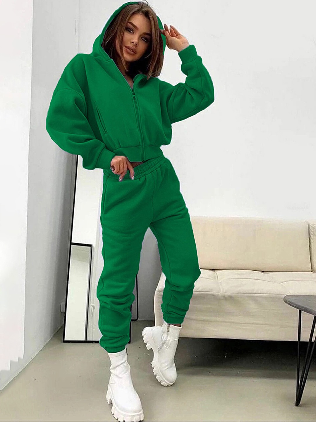 

LULU & SKY Hooded Drop Shoulder Sweatshirt & Joggers, Green