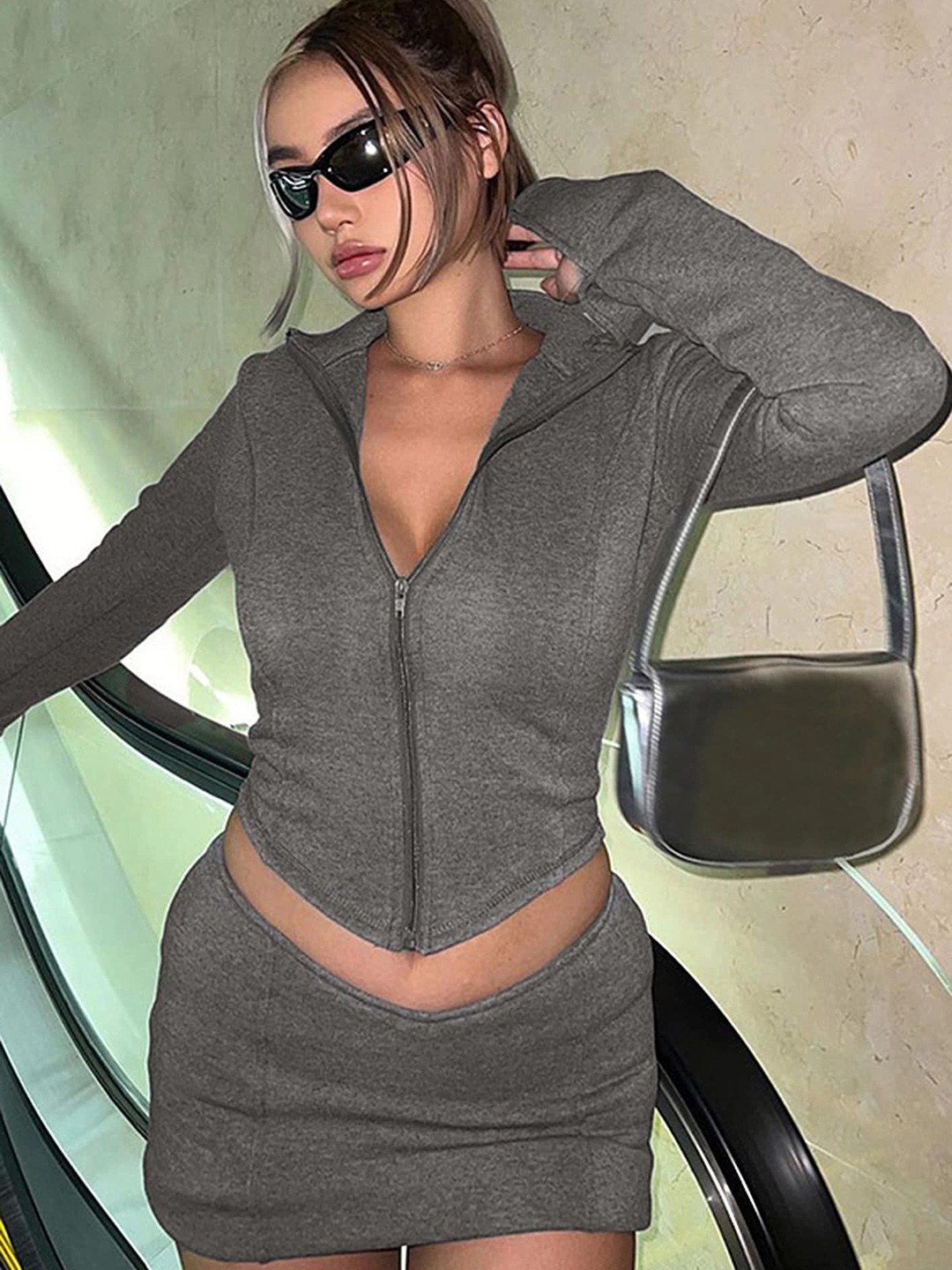 

LULU & SKY Shirt Collar Top With Trousers Co-Ords, Grey