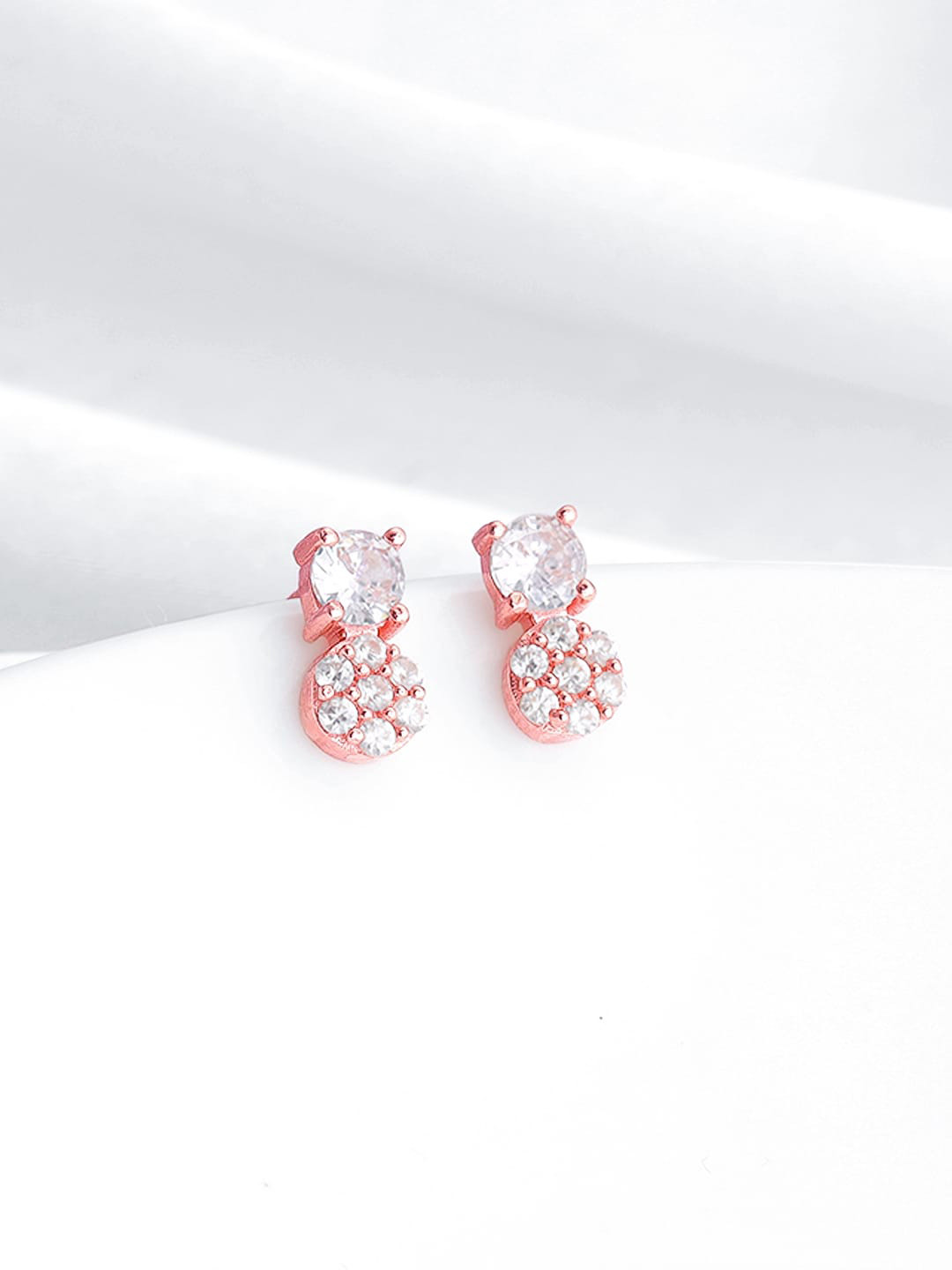 

GIVA Rose Gold-Plated Sterling Silver Contemporary Zircon-Studded Stud Earrings