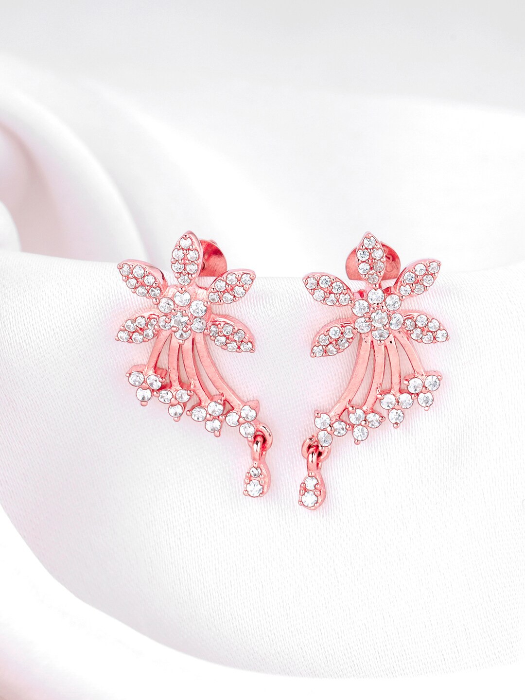

GIVA Rose Gold-Plated Sterling Silver Contemporary Zircon-Studded Drop Earrings