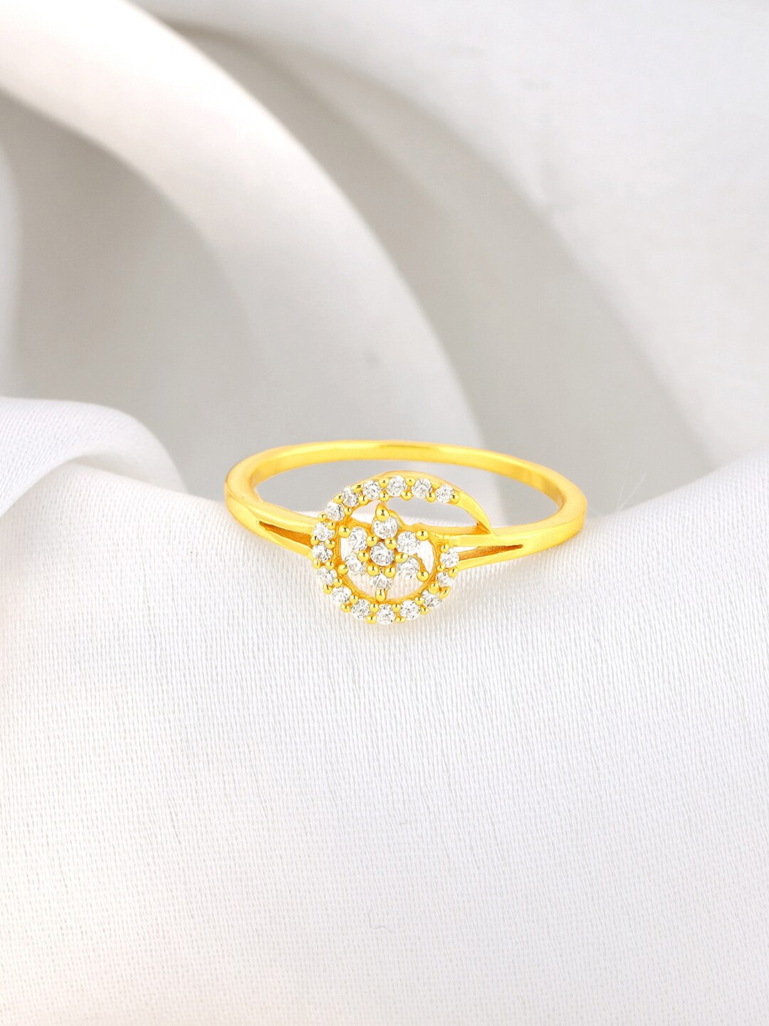 

GIVA 925 Sterling Silver Gold-Plated Cubic Zirconia Studded Adjustable Finger Ring