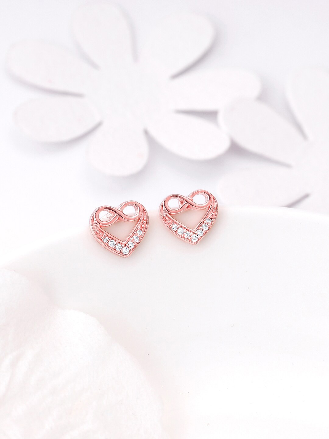 

GIVA Rose Gold-Plated Contemporary Sterling Silver Zircon Earrings