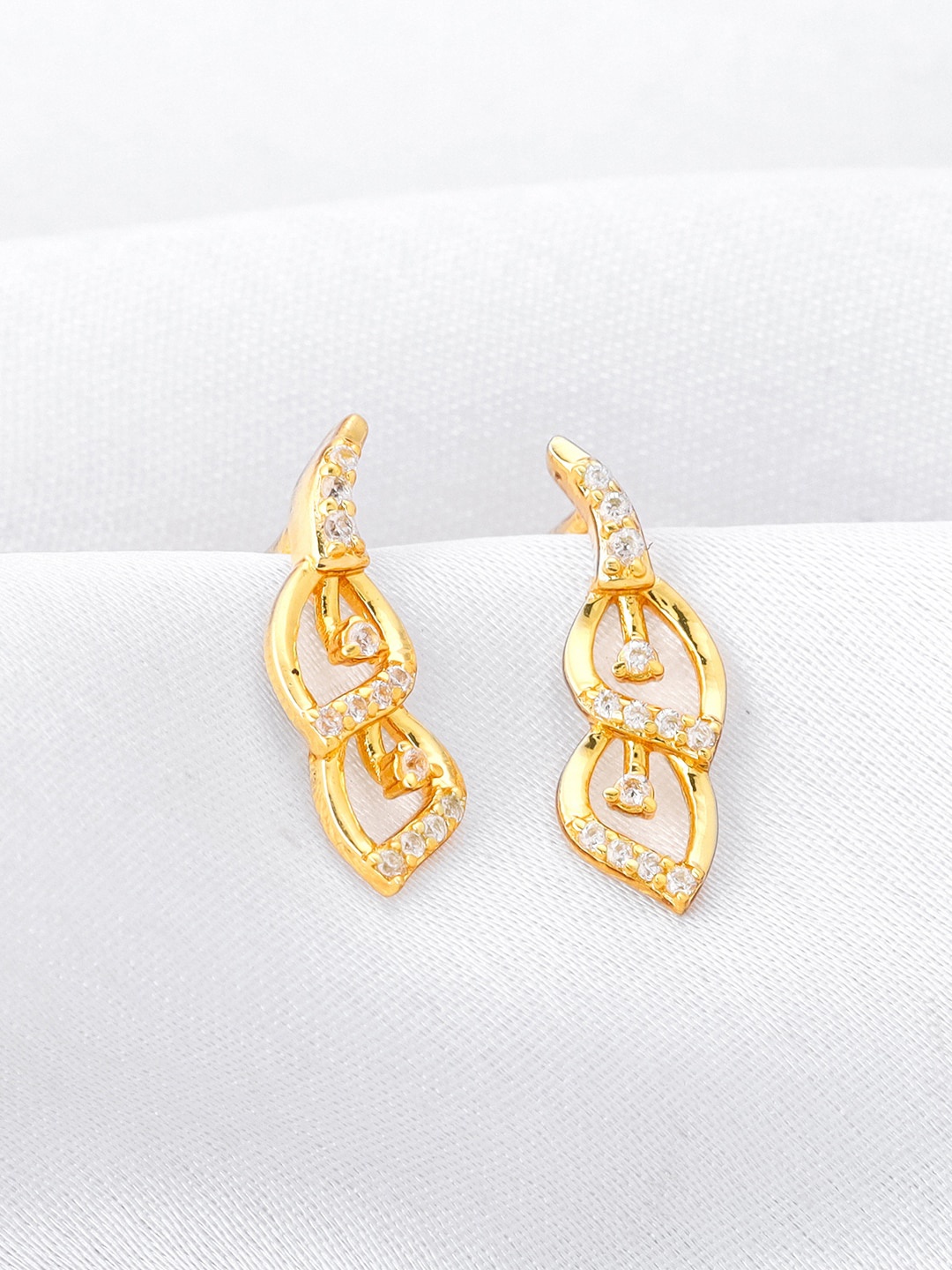

GIVA Gold-Plated Sterling Silver Contemporary Zircon-Studded Stud Earrings