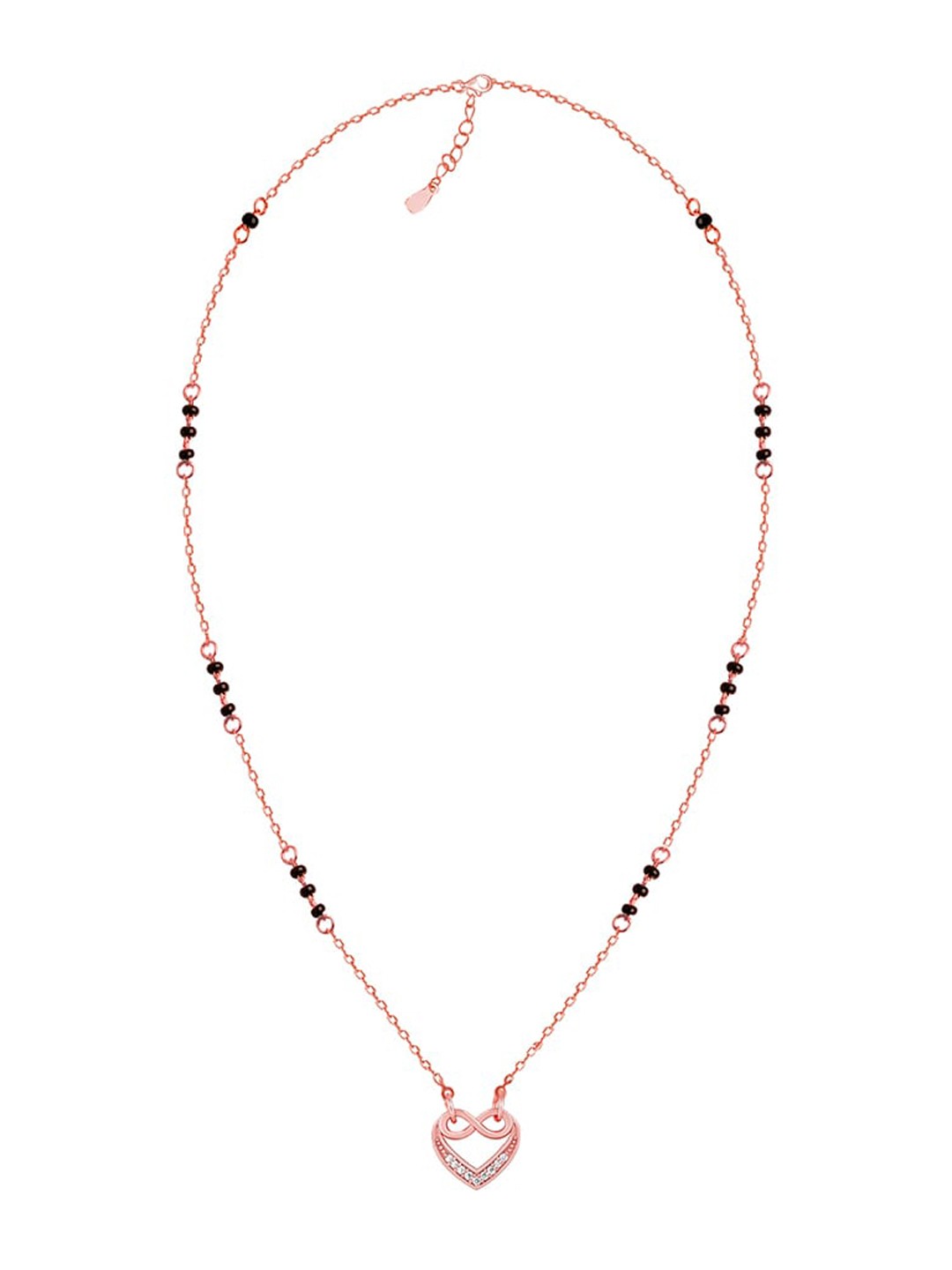 

GIVA 925 Sterling Silver Rose Gold-Plated CZ Studded Mangalsutra With Earrings