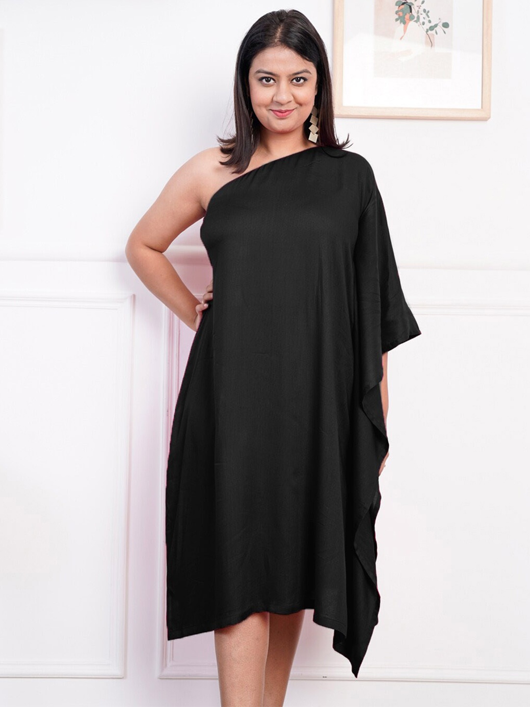 

LetsDressUp One Shoulder A-Line Dress, Black