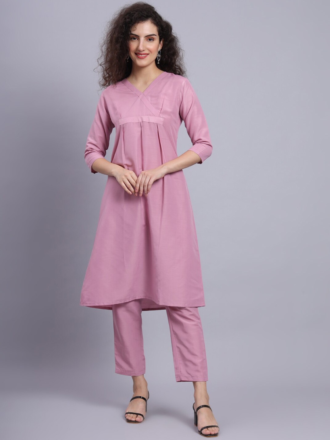 

FABDYOR A-Line Kurta With Trouser, Pink