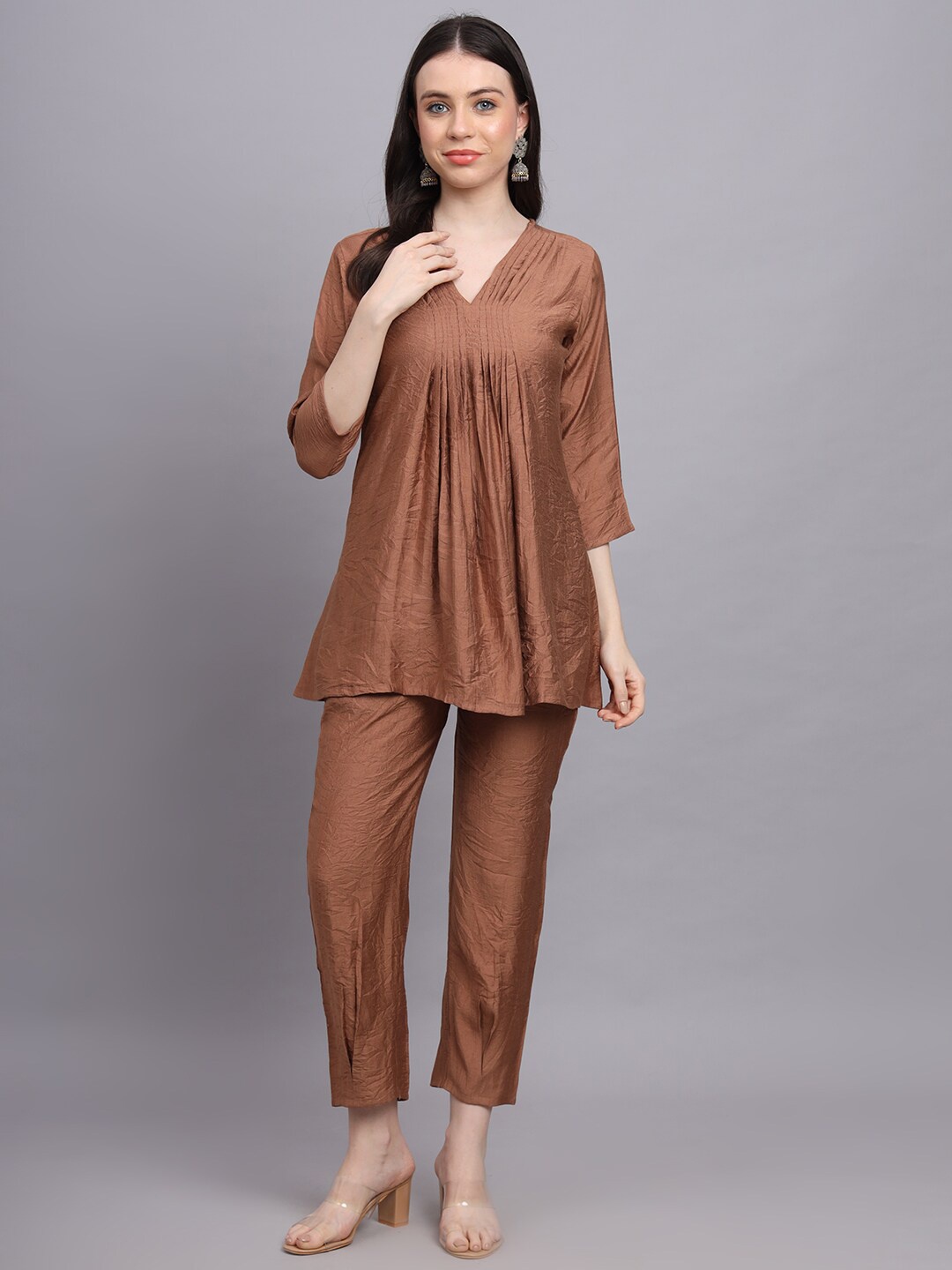 

FABDYOR Top With Trousers Co-Ords, Brown