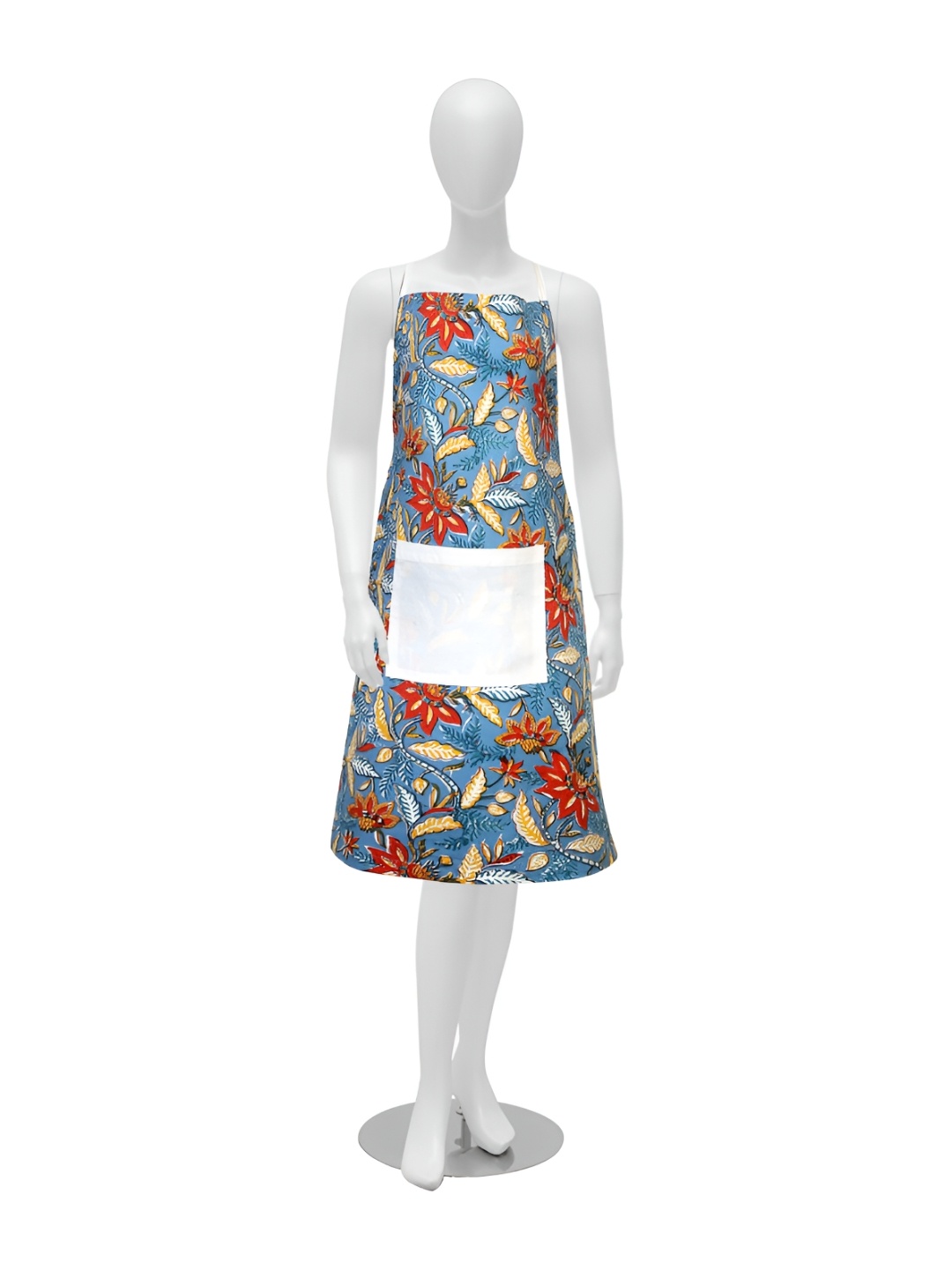 

Texstylers Red & Blue Floral Printed Cotton Kitchen Apron