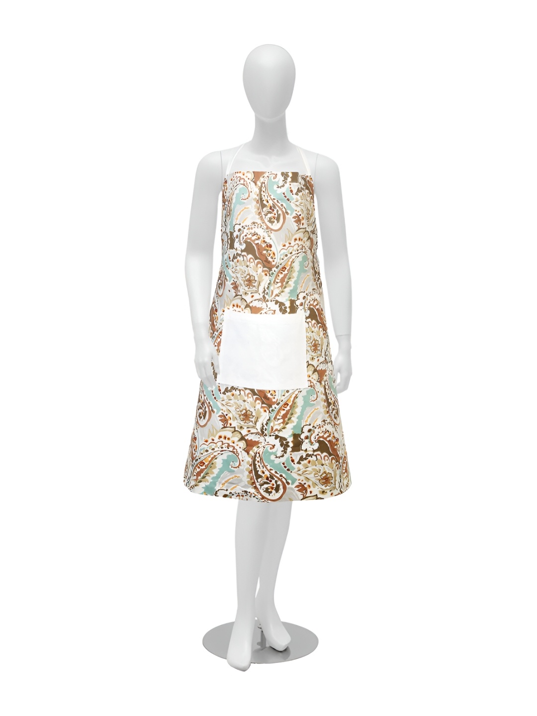 

Texstylers Brown & Grey Printed Cotton Kitchen Apron with Neckband & String