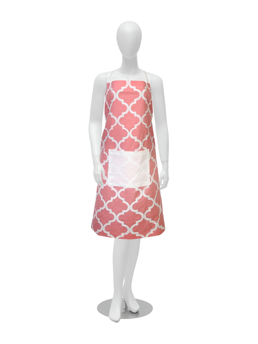 

Texstylers Pink & White Geometric Printed Cotton Kitchen Apron