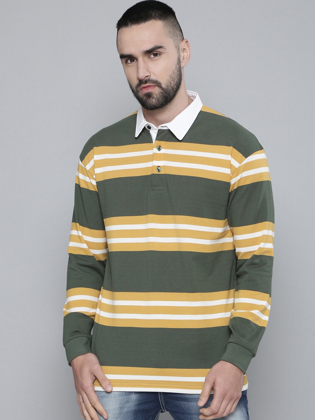 

Maniac Striped Oversized Cotton T-shirt, Green