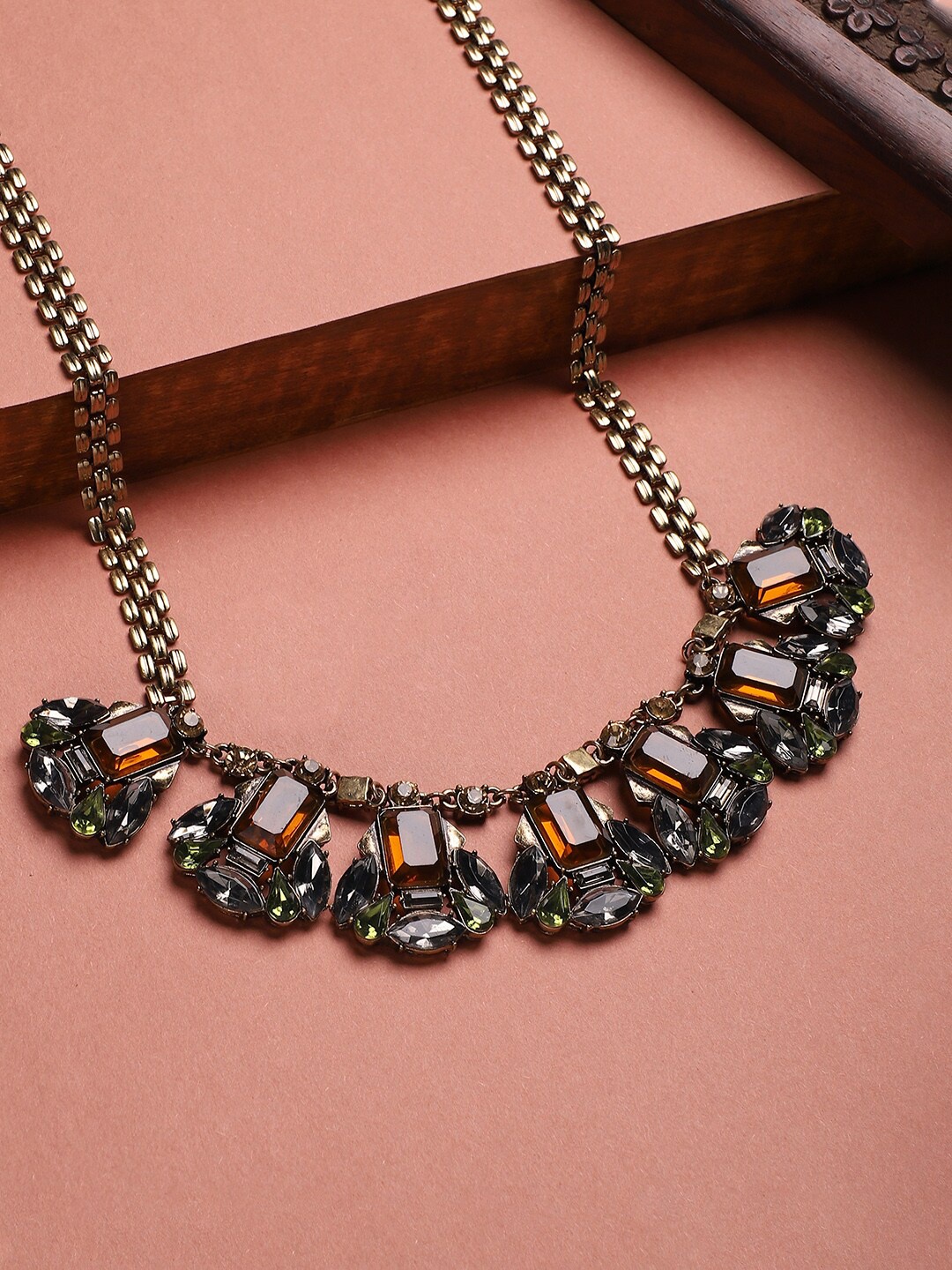 

Sangria Gold-Toned Gold-Plated Stone-Studded Necklace