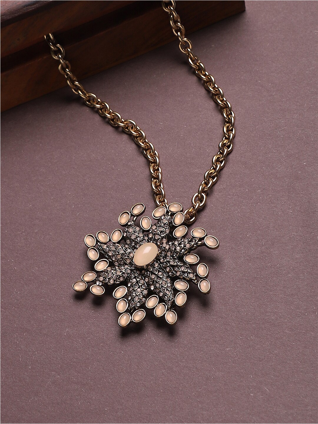 

Sangria Gold-Toned Gold-Plated Stone-Studded Necklace