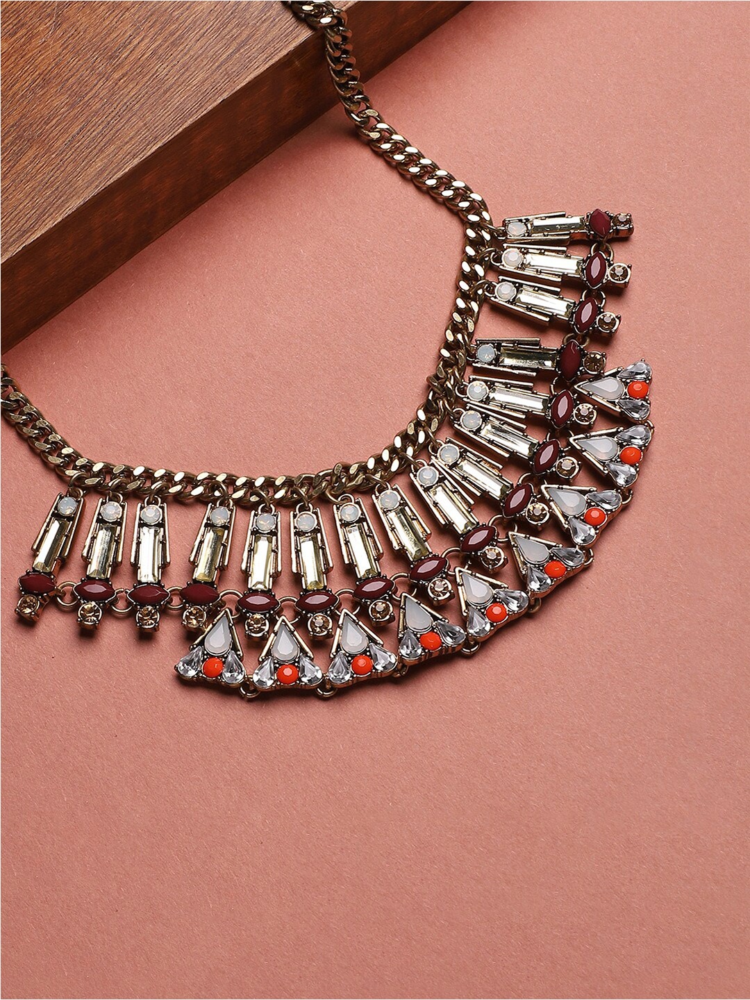 

Sangria Gold-Toned Gold-Plated Stone-Studded Necklace
