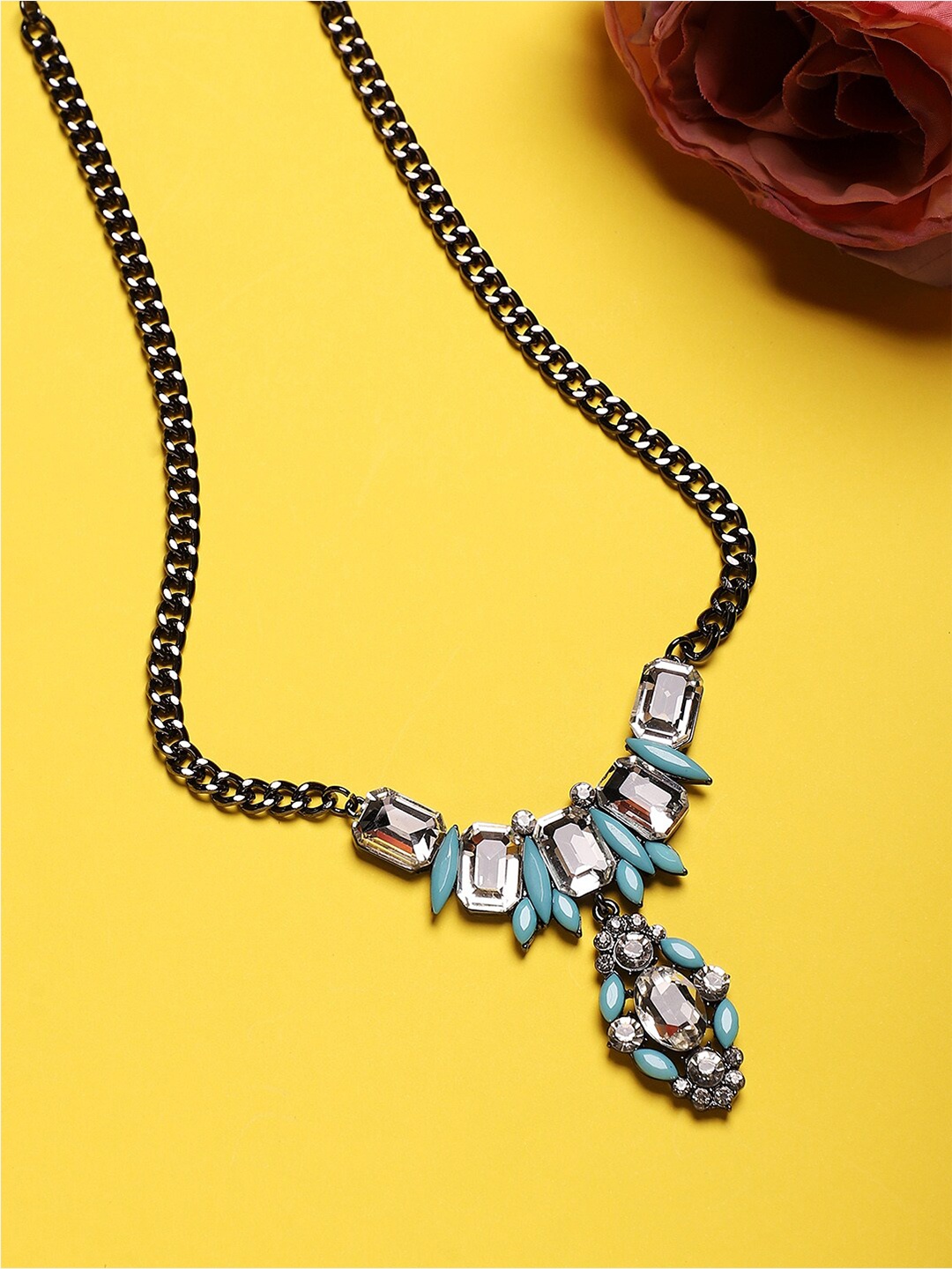 

Sangria Silver-Plated Stone-Studded Necklace