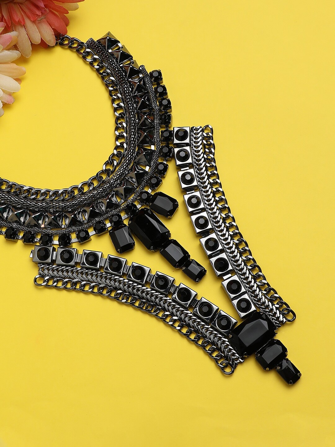 

Sangria Silver-Plated Stone-Studded Necklace