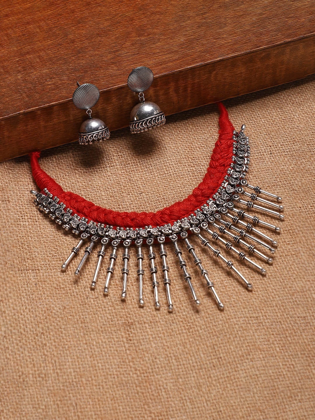 

Sangria Oxidised Jewellery Set, Silver