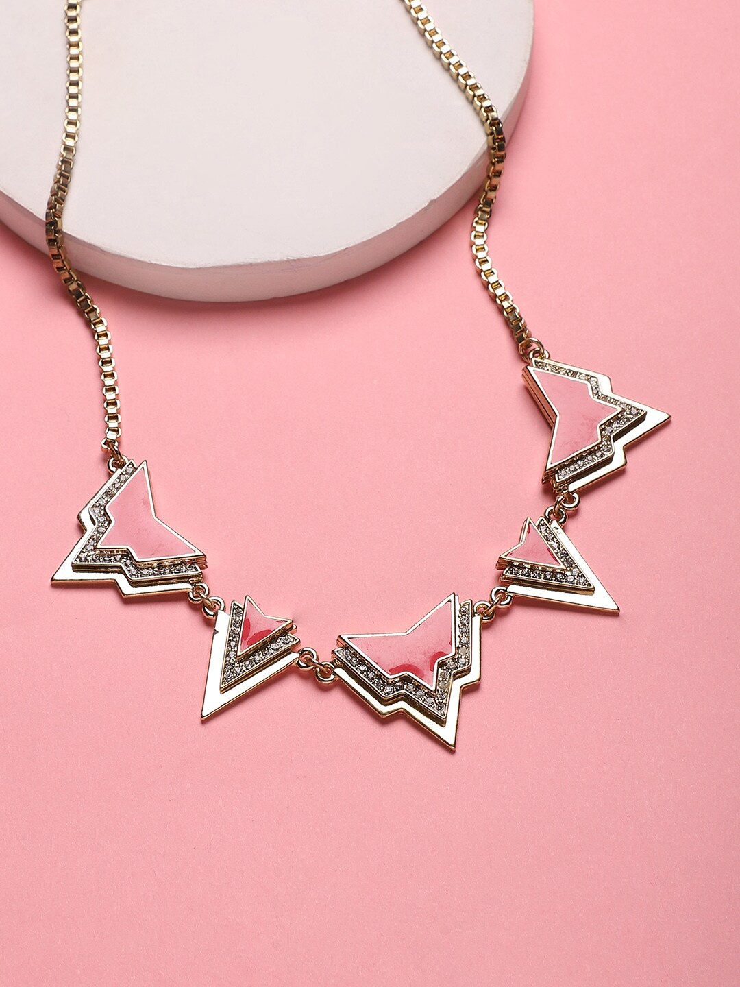 

Sangria Gold-Toned Gold-Plated Stone-Studded Necklace