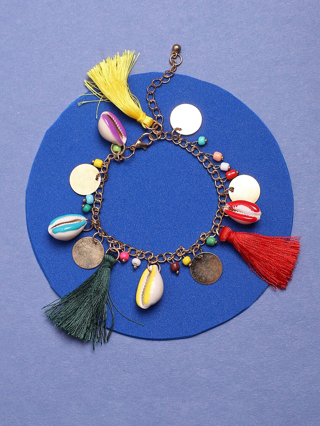

Sangria Gold-Plated Artificial Stone Studded Vilandi Anklet
