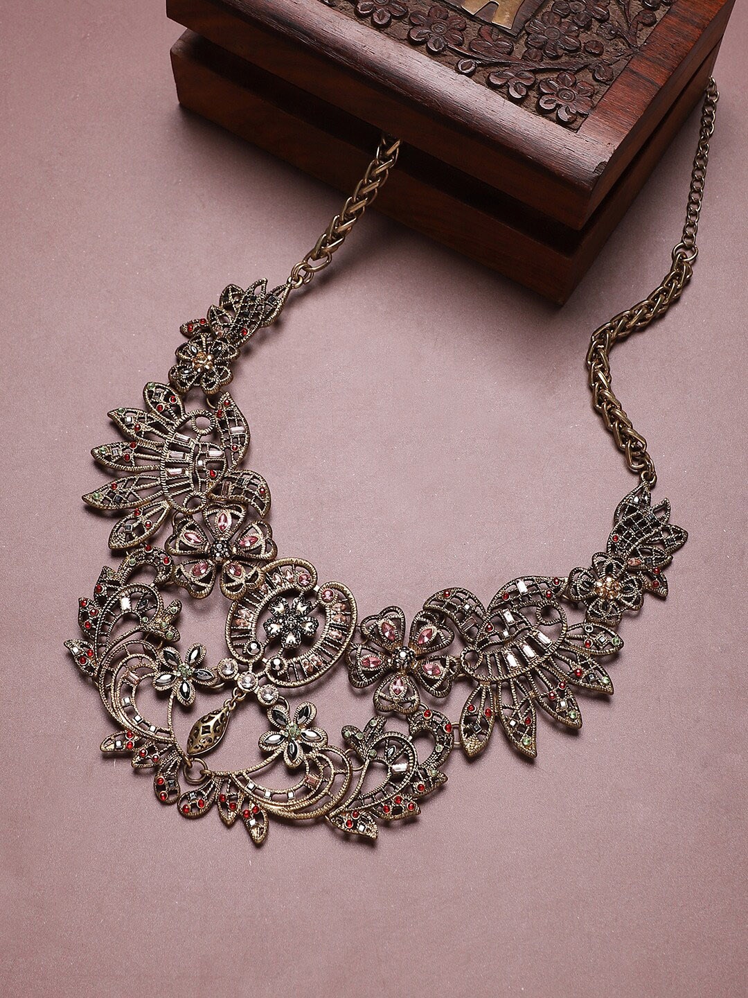 

Sangria Gold-Toned Gold-Plated Stone-Studded Necklace