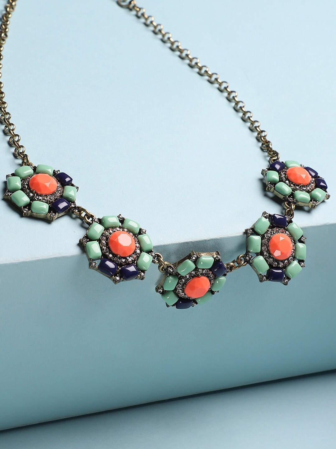 

Sangria Gold-Toned Gold-Plated Stone-Studded Necklace