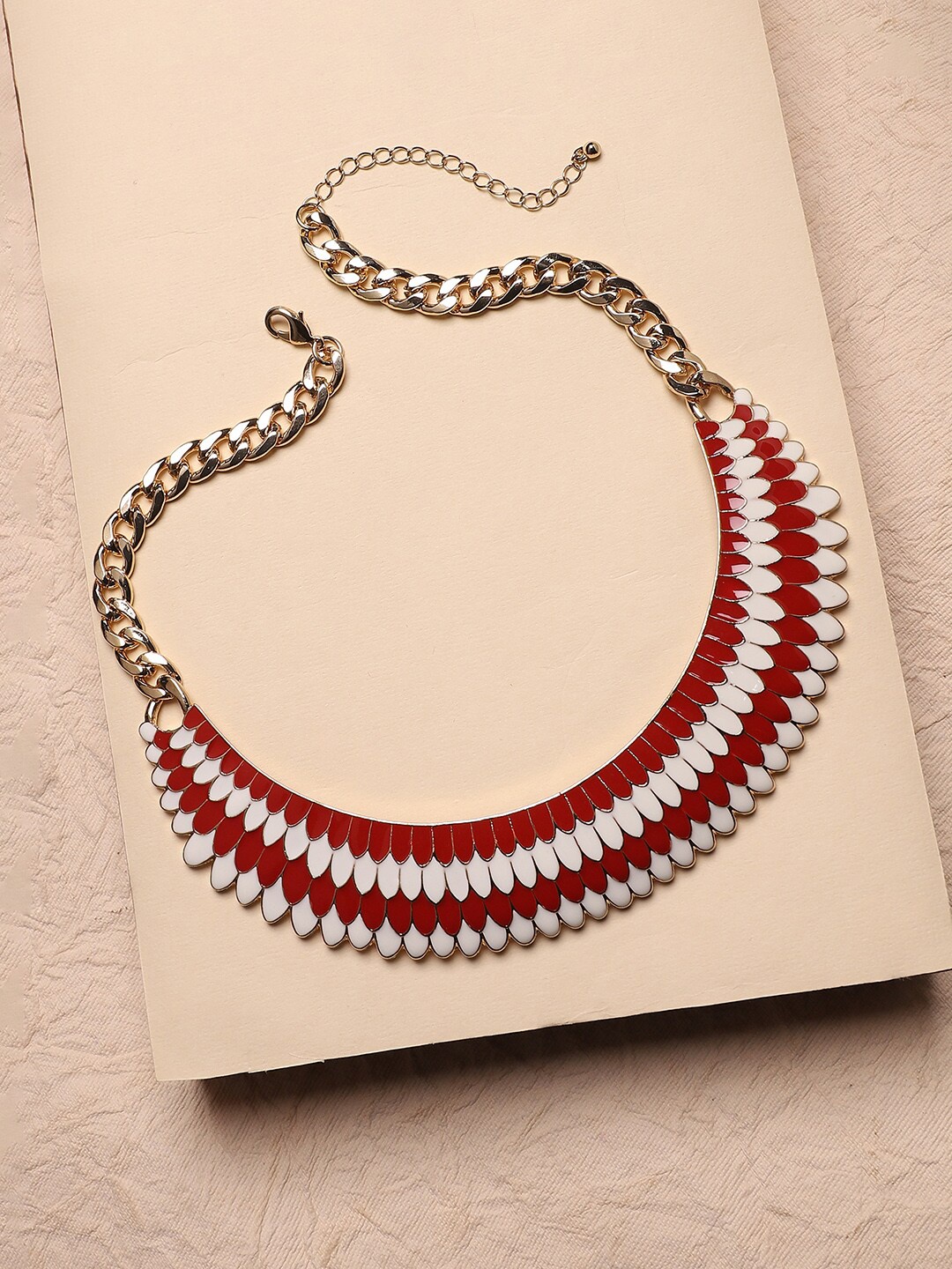 

Sangria Gold-Toned Gold-Plated Contrast Collar Necklace