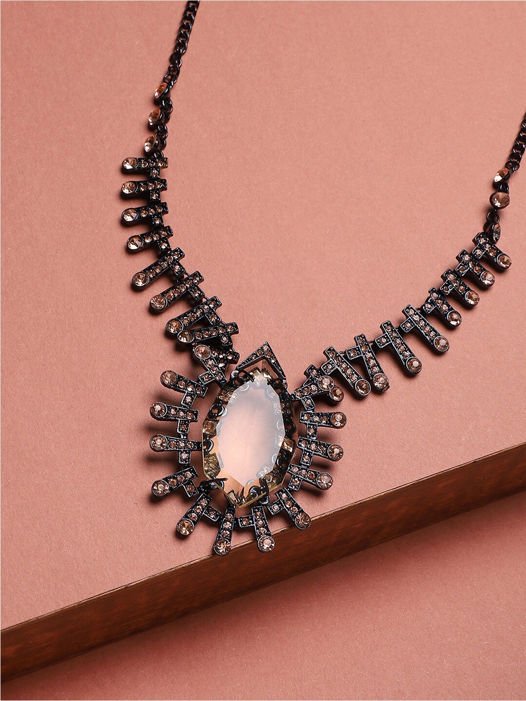 

Sangria Silver-Plated Stone-Studded Necklace