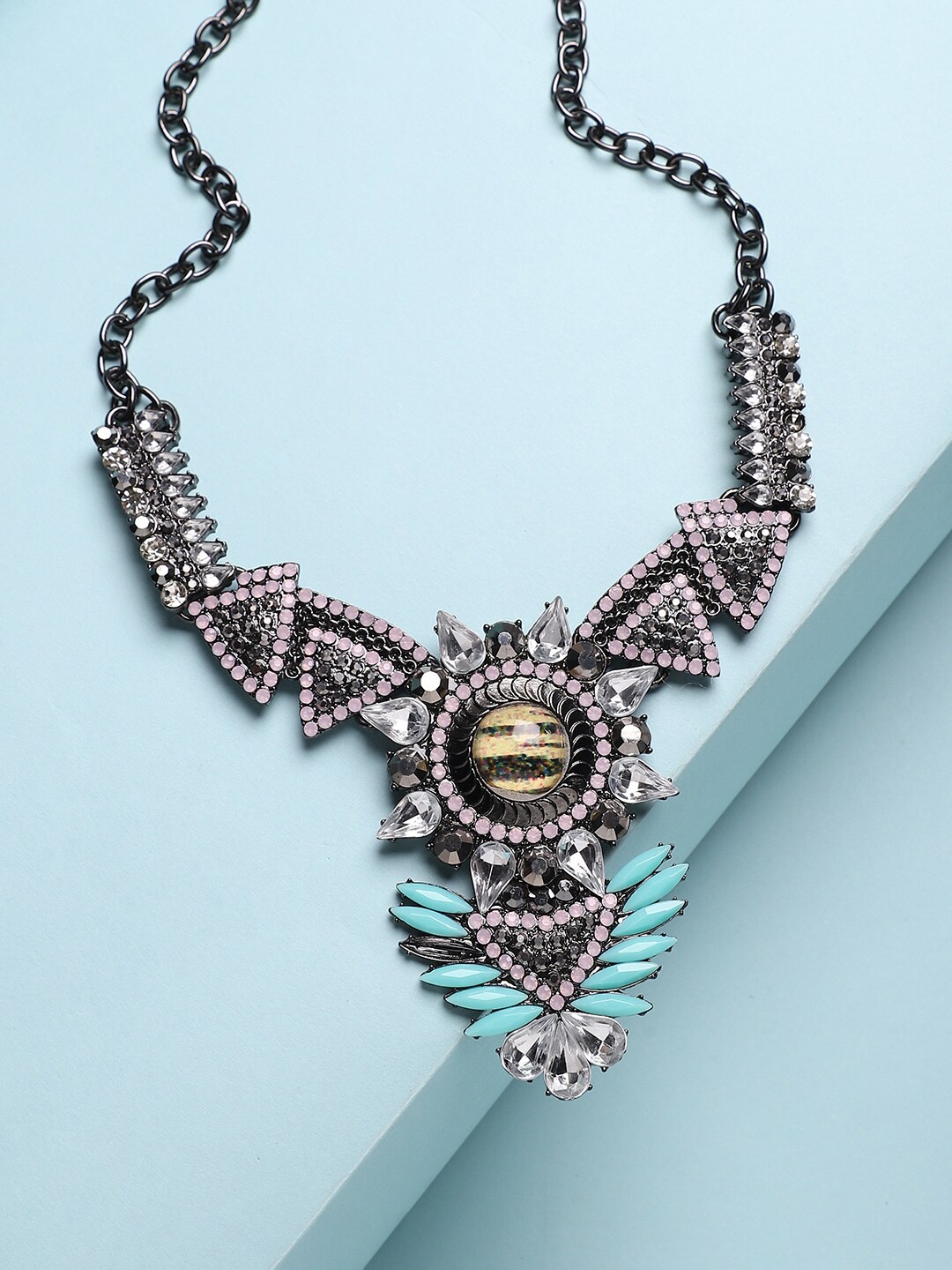 

Sangria Silver-Plated Stone-Studded Necklace