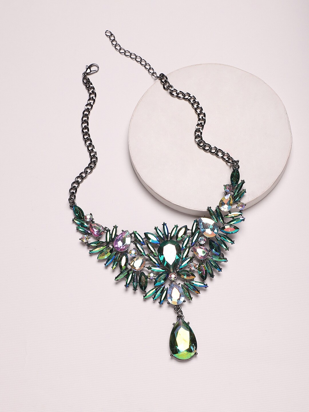

Sangria Silver-Plated Stone-Studded Necklace