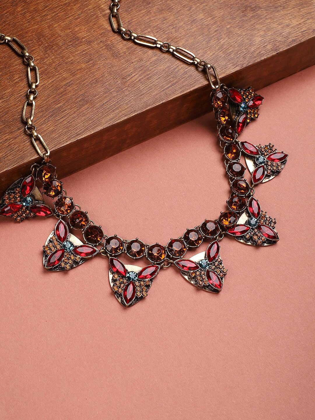 

Sangria Gold-Toned Gold-Plated Stone-Studded Necklace