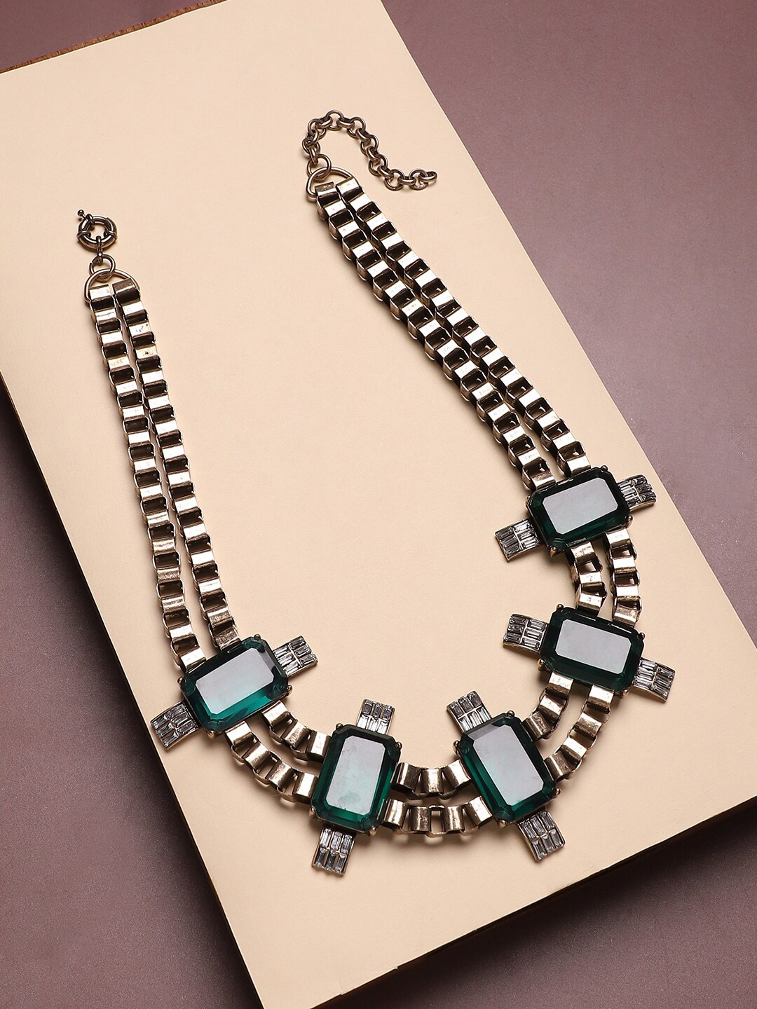 

Sangria Gold-Toned Gold-Plated Stone-Studded Necklace
