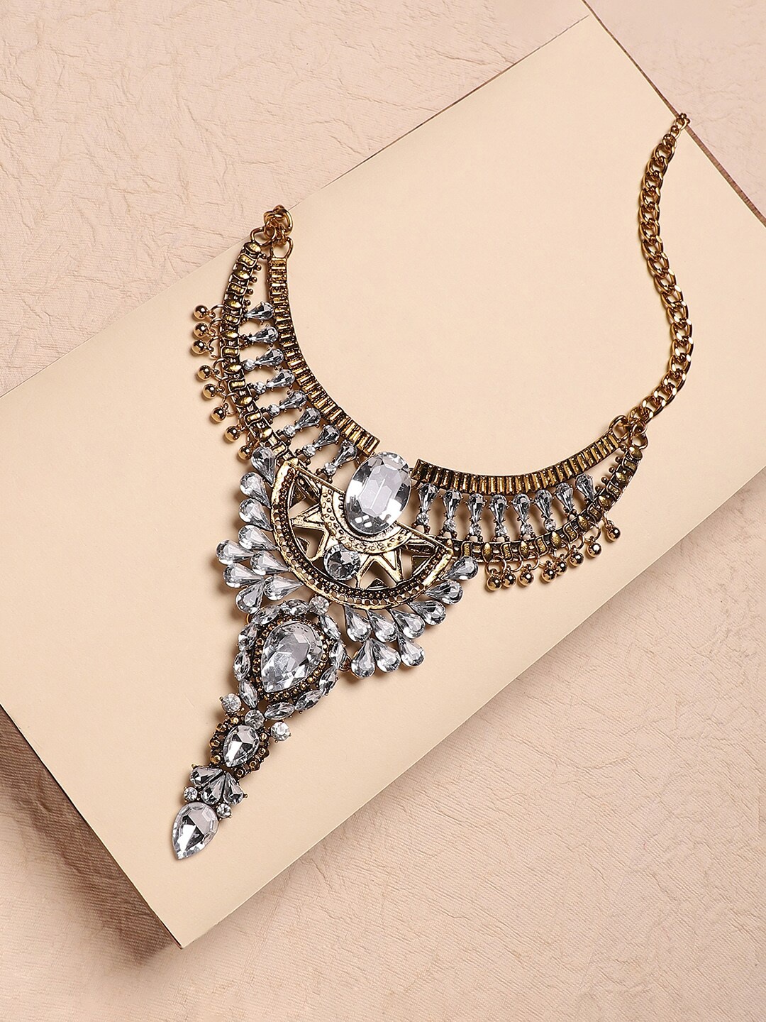 

Sangria Gold-Toned Gold-Plated Stone-Studded Necklace