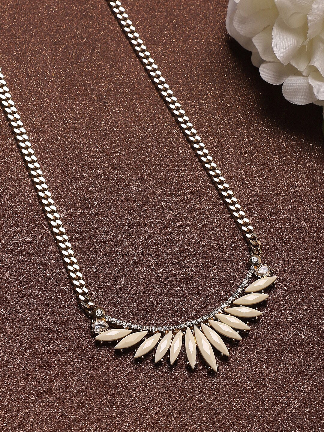 

Sangria Gold-Toned Gold-Plated Stone-Studded Necklace