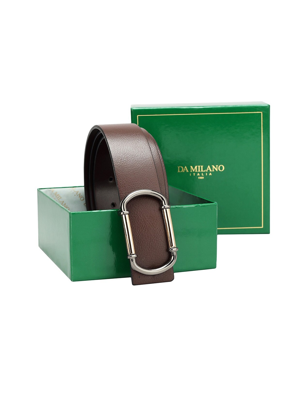 

Da Milano Men Textured Leather Reversible Belt, Brown