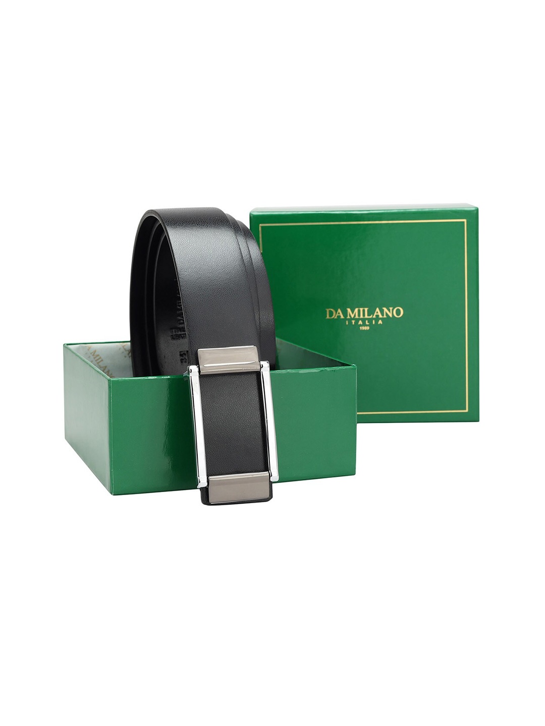 

Da Milano Men Textured Leather Reversible Belt, Black