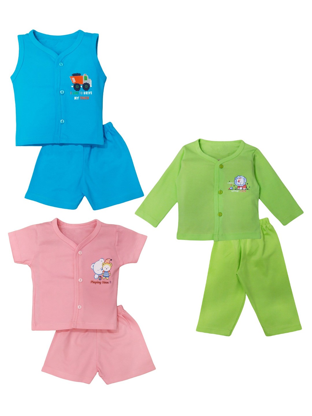 

BAESD Kids Pack Of 3 Printed T-shirt with Pyjamas, Green