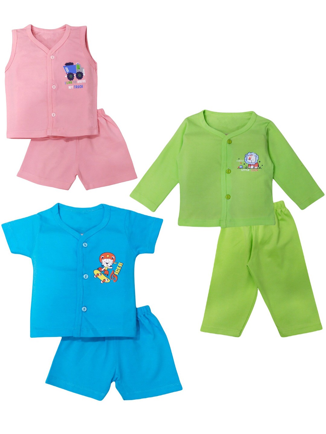 

BAESD Kids Pack Of 3 Printed T-shirt with Pyjamas, Green