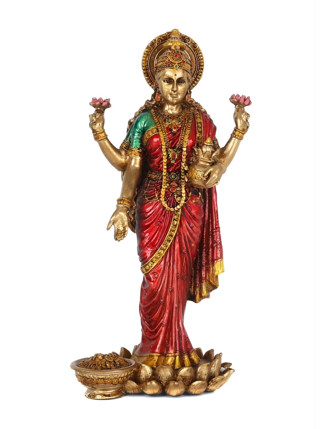 

Chokhi Dhani Kalagram Gold Toned Red Laxmi Idol Sculpture