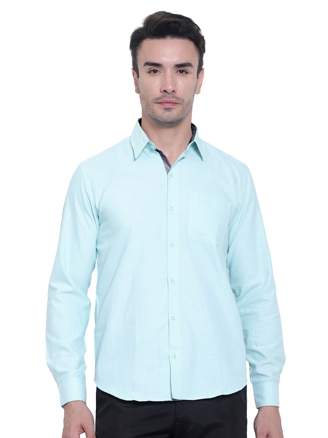 

Tee Projekt Standard Spread Collar Casual Shirt, Turquoise blue