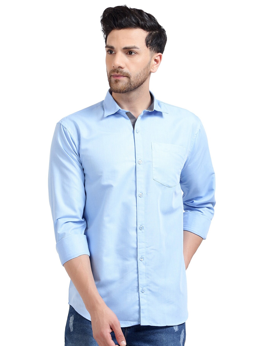 

Tee Projekt Standard Spread Collar Casual Shirt, Blue