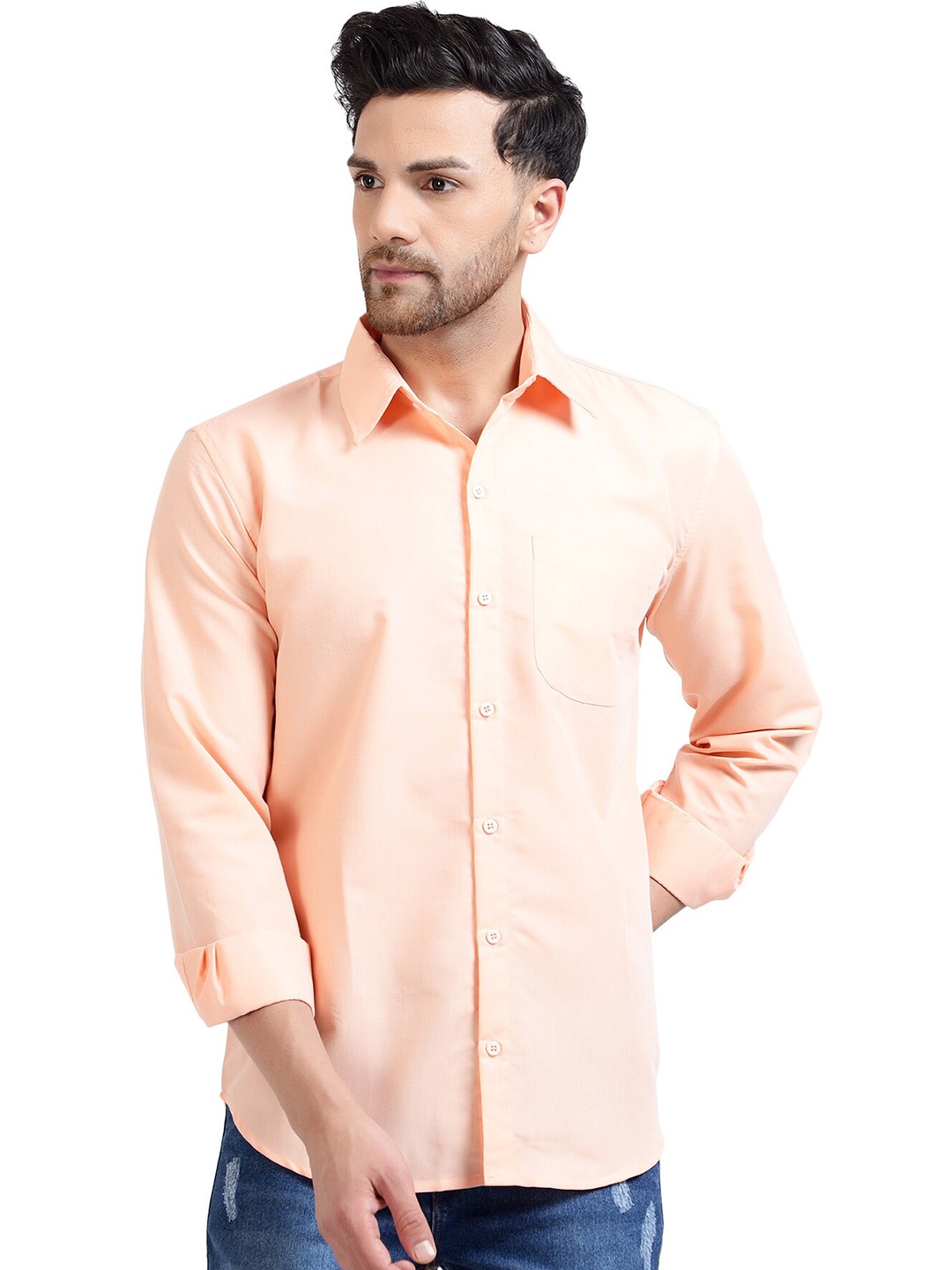 

Tee Projekt Standard Spread Collar Casual Shirt, Cream