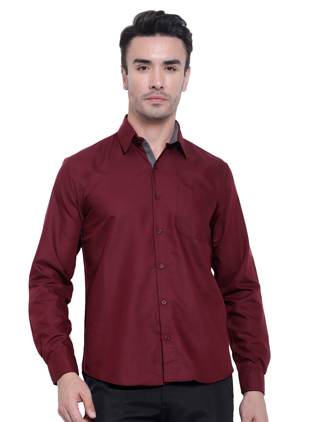 

Tee Projekt Standard Spread Collar Casual Shirt, Maroon