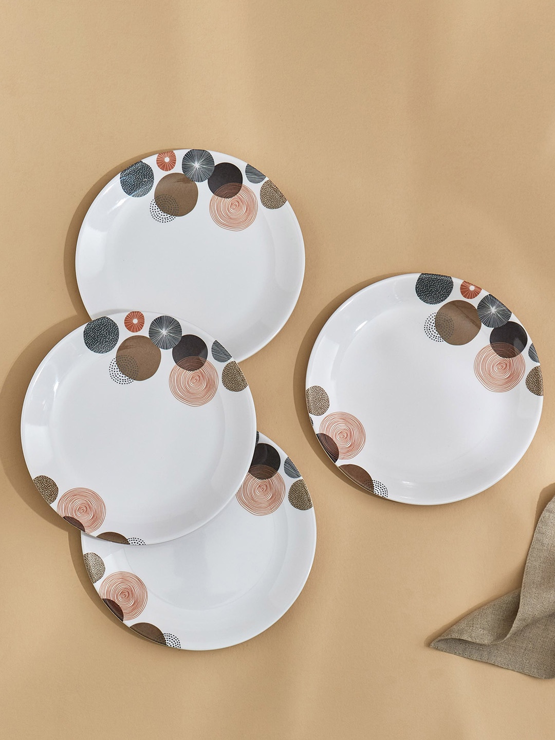 

Home Centre Corsica Azalea White 4 Pieces Melamine Printed Dishwasher Safe Side Plates