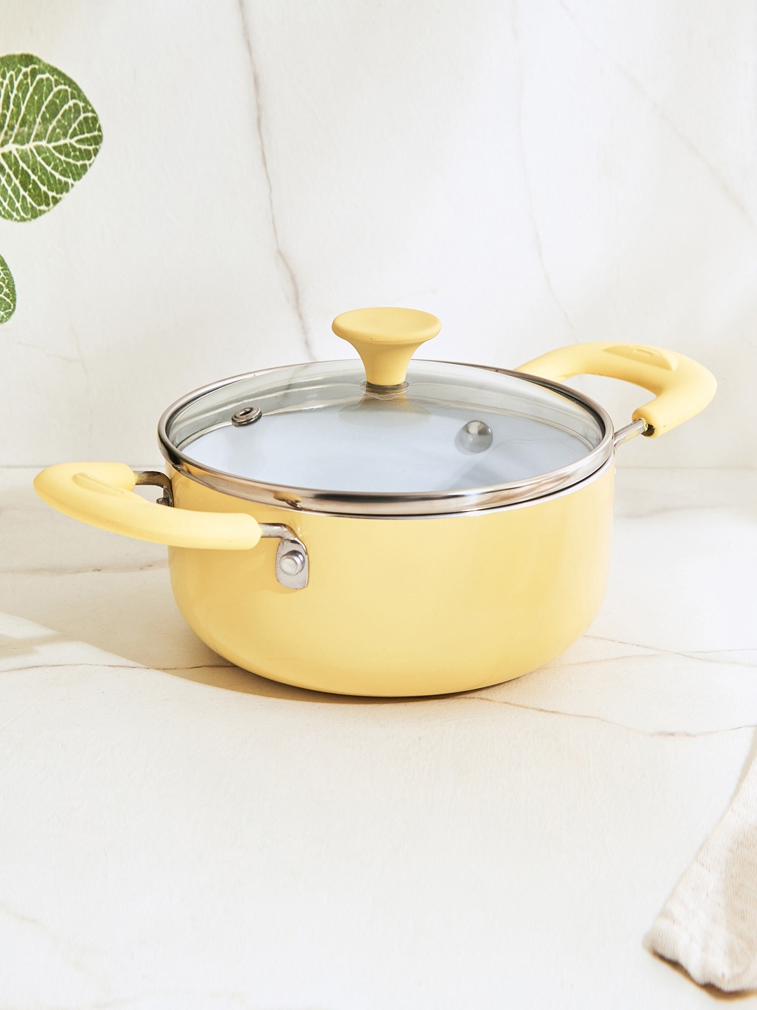 

Home Centre Colour Refresh Seriibia Yellow Aluminium Non-Stick Mini Casserole & Lid 800 ml