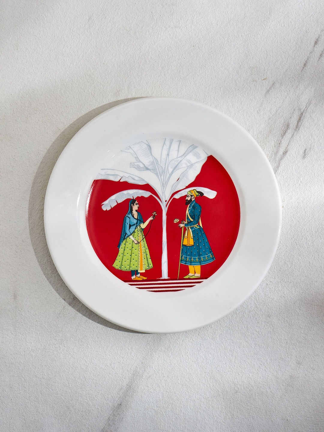 

Home Centre White & Red Printed Glossy Finish Food Platter