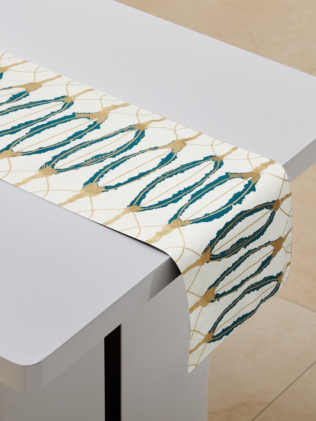 

Home Centre Corsica Beige & Green Foil Printed Table Runner