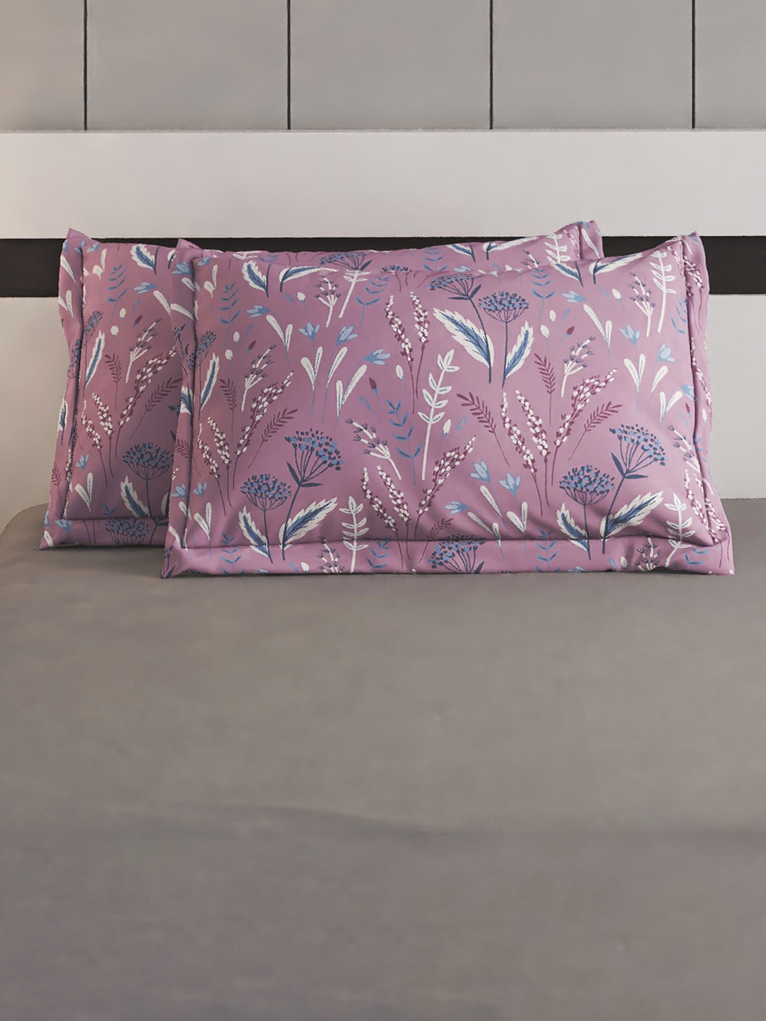

Home Centre Colour Refresh Purple 2 Pieces Floral Printed Pure Cotton Pillow Covers