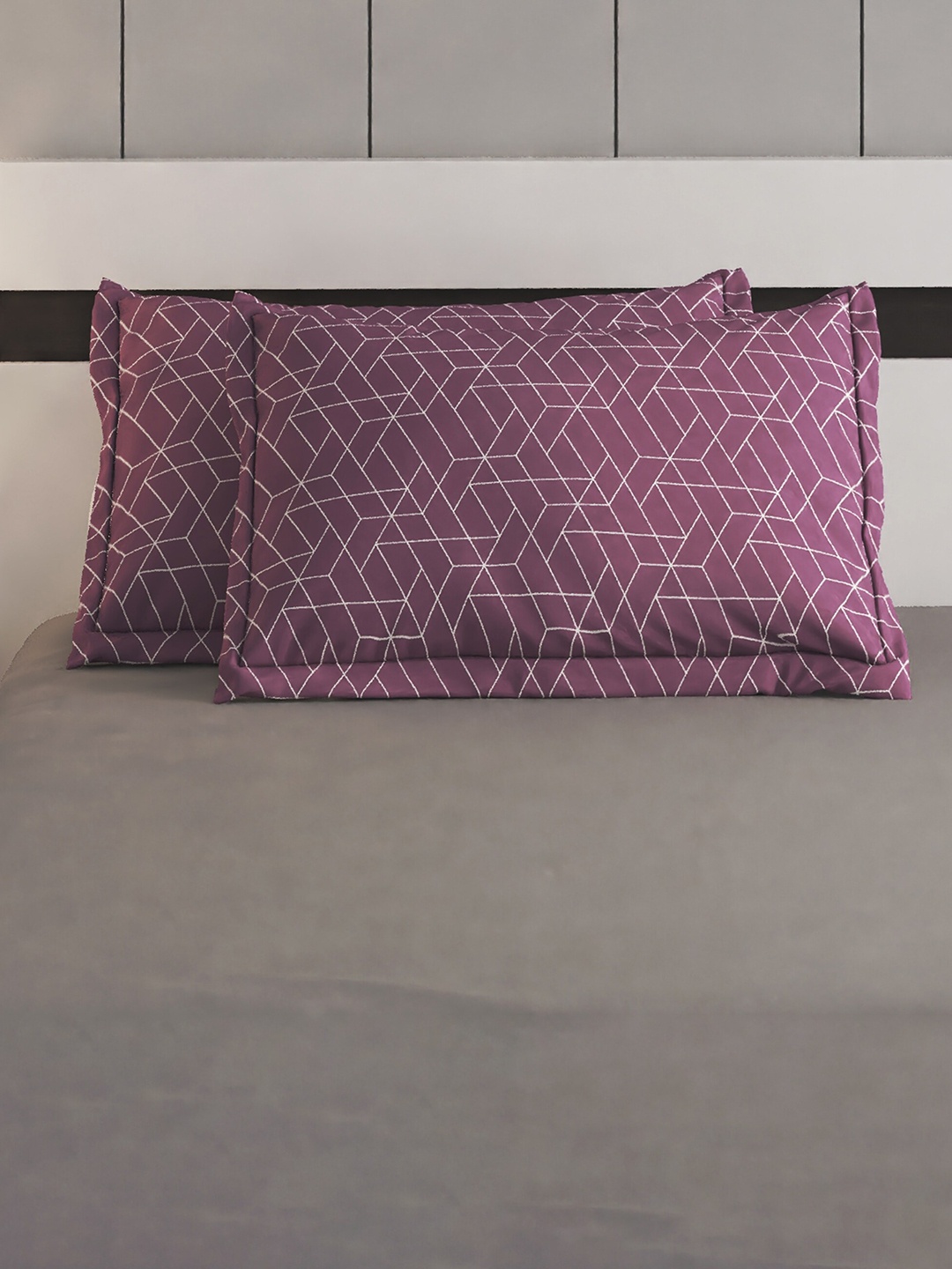 

Home Centre Colour Refresh Purple 2 Pieces Geometric Printed Pure Cotton Pillow Covers